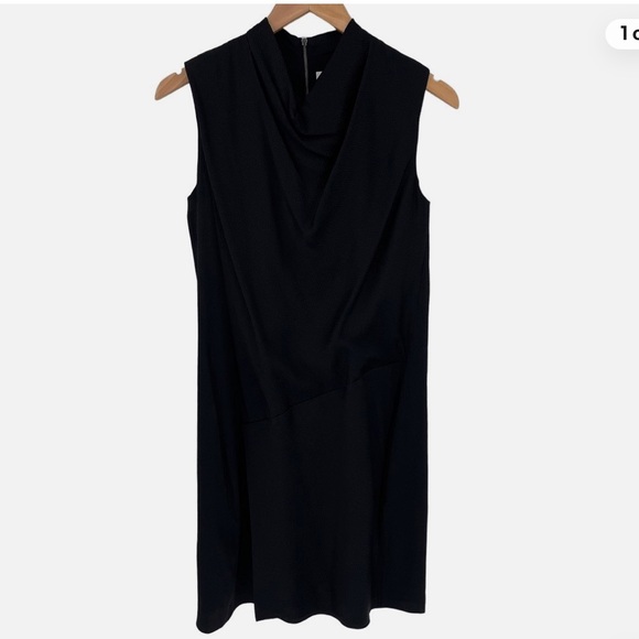 🖤 HELMUT LANG Gravel Silk Cowl Neck Assymetrical Sleeveless Dress. Pockets. US 6 - Picture 3 of 12